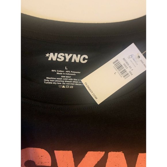 *NSYNC Boy Band Screen Print x Old Navy Black Crop T Shirt Large L New with Tags - Picture 6 of 8